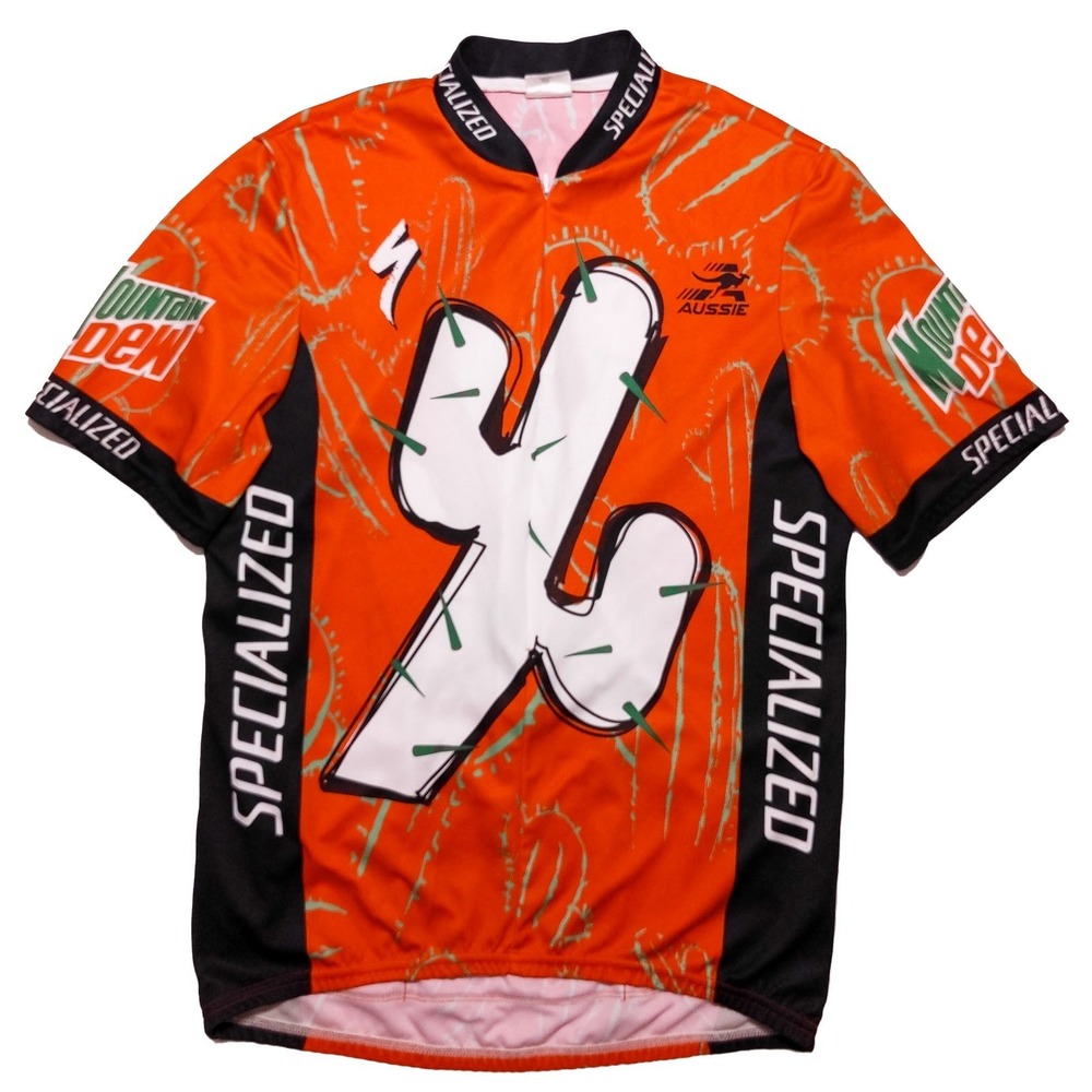 AUSSIE Bioderm Cycling Jersey Mountain Dew Catcus Specialized Red‎ Men's XL